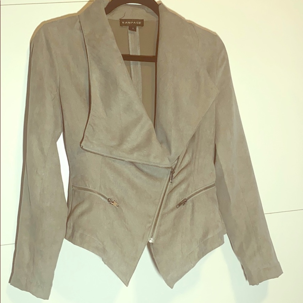 Rampage Drape front zip up Faux Suede Jacket